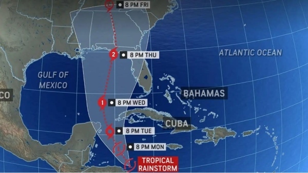 Map of Hurricane Helene Path.